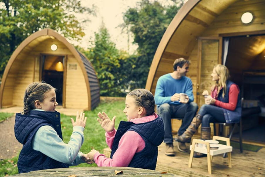 Relax outside a glamping pod