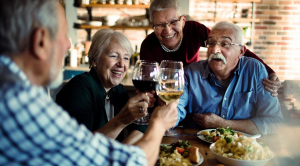 meal friend cheers glasses wind water dinner lunch pub