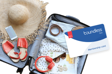 Suitcase and Boundless card